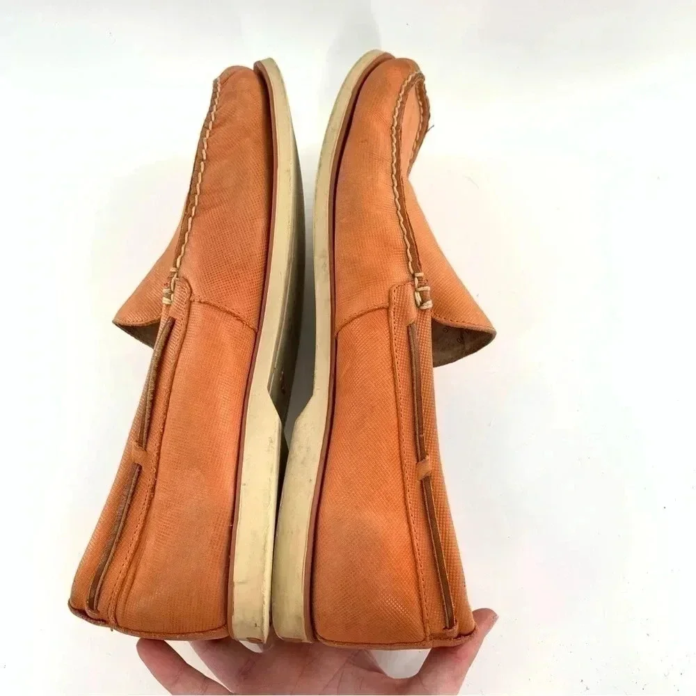 Polo mens flats size 11 Blackley orange leather 90s vintage preppy boat shoes